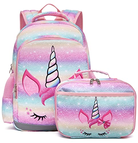 Jianya Kids Backpack For School Girls Backpack Lunch Box Set Unicorn Preschool Kindergarten Bookbag With Chest Strap #TOP11