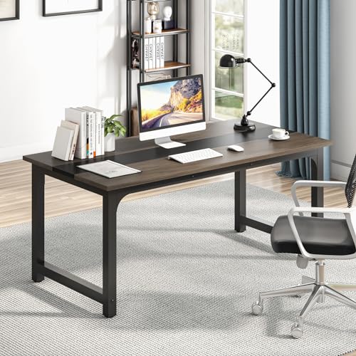 Image of Tribesigns 63 inch Executive Desk, Large Office Computer Desk with Thicken Frame, Modern Simple Workstation Business Furniture for Home Office, Vintage Grey /Black