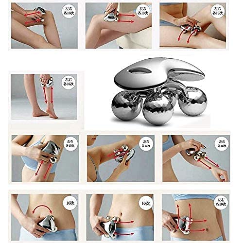 Bella Faccia 4D Mini Roller Massager for Pain Relief, Face, Body Massagers 4 Metal Wheels Enhancing Immunity & Skin Tightening Massager Instrument Beauty Tool (Silver) 4 51pDLSfAt+L