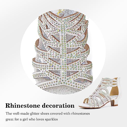 Image of LAURMOSA Little Girls Sandals High Heels Formal Shoes Open Toe Pump Sandals Glitter Party Wedding Shoes for Big Kids Toddler