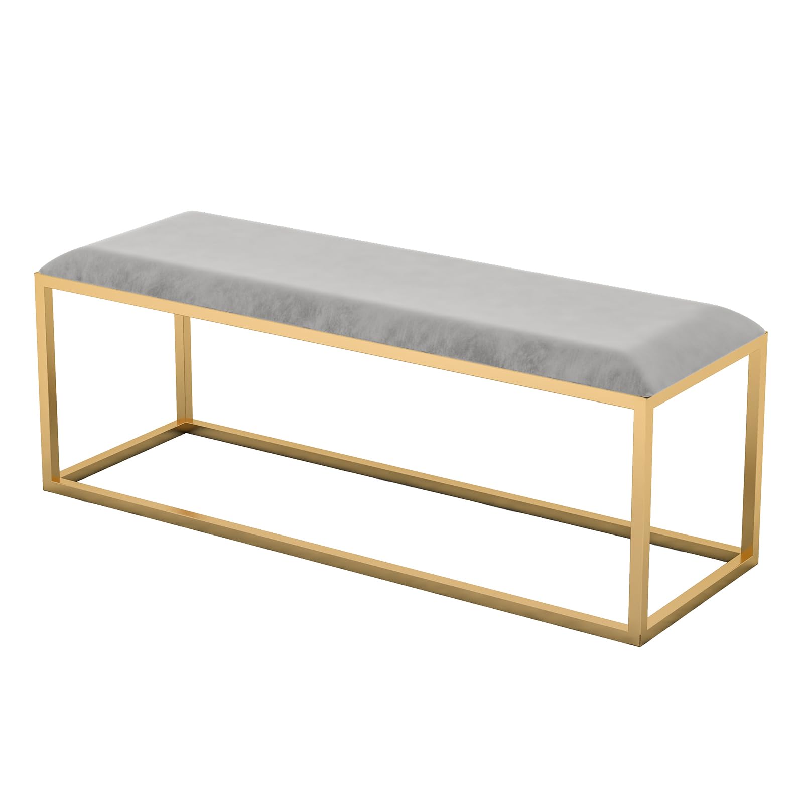 Banc d'entrée moderne en velours gris avec rangement chaussures de 80 cm