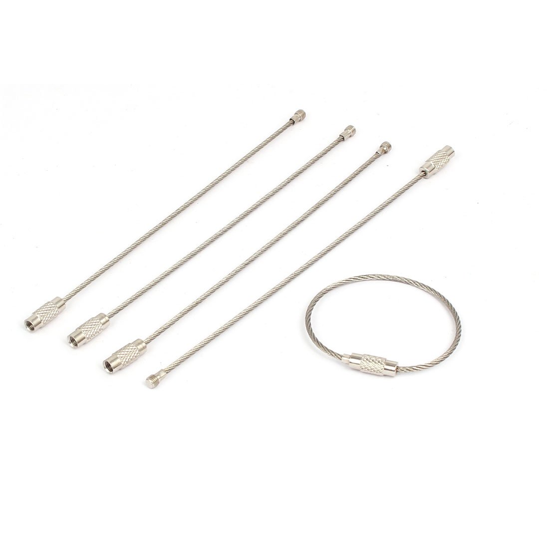1 5mmx120mm Stainless Home Office Furniture Steel Wire Rope Key Rings Luggage Tag Loops Home Office Furniture Sets
