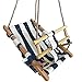 Loggyland Babyschaukel Kinderschaukel Stoff Holz Schaukelsitz Schaukel Babysitz Kleinkind blau Weiss