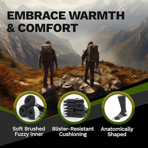 B&P Premium Merino Wool Socks for Men & Women Thick Warm Winter Socks with Anti-blister Cushioning and Moisture Control3