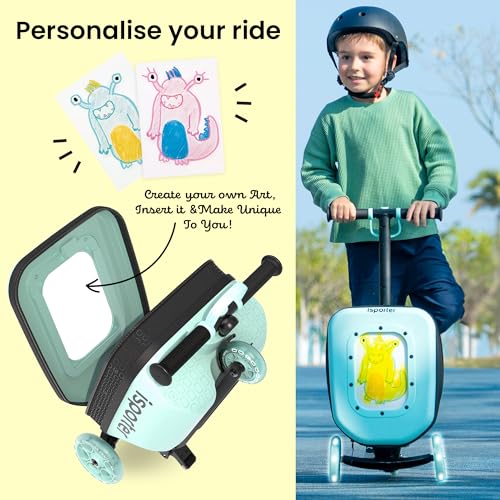 iSporter Luggage Scooter for Kids Ages 2-5 | Ride-On Suitcase Scooters for Boys Girls | Foldable & Height Adjustable, 110lbs Max2