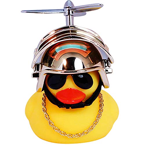 wonuu Rubber Duck Toy Car Ornaments Yellow Duck Car Dashboard Decorations with Propeller Helmet