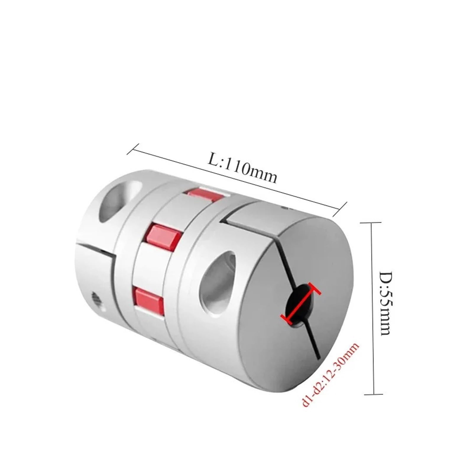 Acoplamiento de sujeción rígido de aluminio Acoplamiento de flor ciruelo, codificador tornillo estrella, acoplamiento elástico alto par, servomotor, aluminio, XB-55X110(XB-55X110-12X17)