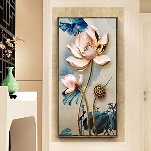 Kit bricolage diamant painting 5D motif lotus doré, une idée cadeau originale pour adulte