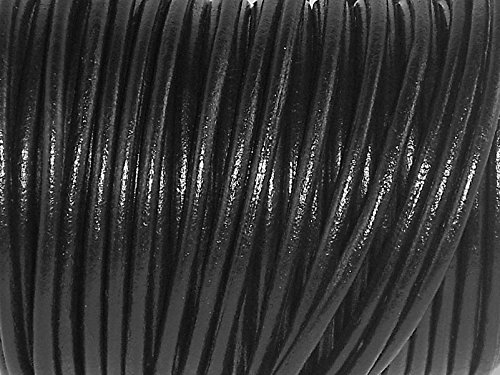 cords craft Round Leather Cord for Round Bracelet, Necklaces Plain Genuine Leather Cord 3.0MM 2 Black