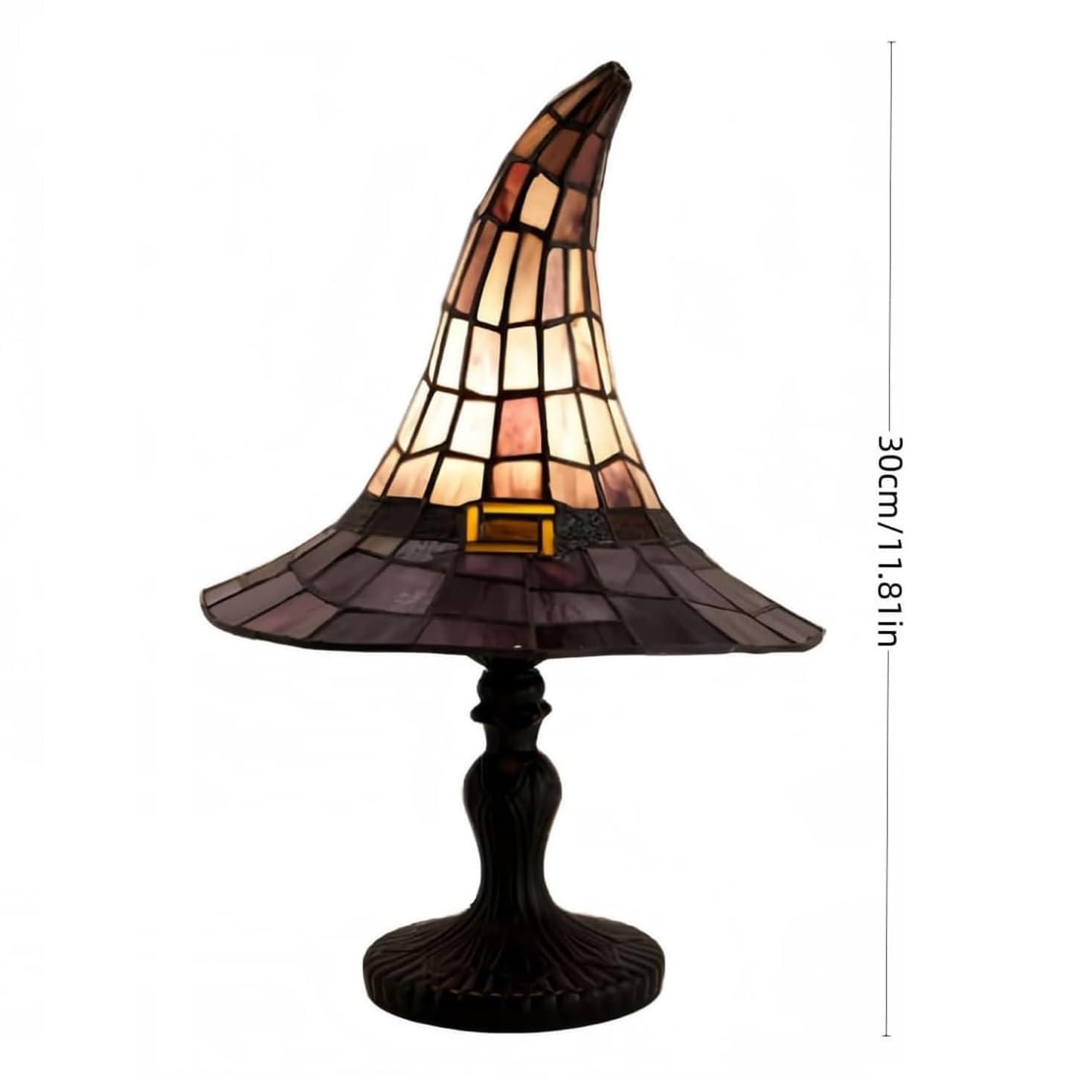 Buntglas Hexenhut Lampe, Handgefertigte Retro Gothic-Hexenhut-Lampe, USB-betriebenes Gotisches Zauberhut-Nachtlicht, Halloween Deko für Schlafzimmer & Bücherregal