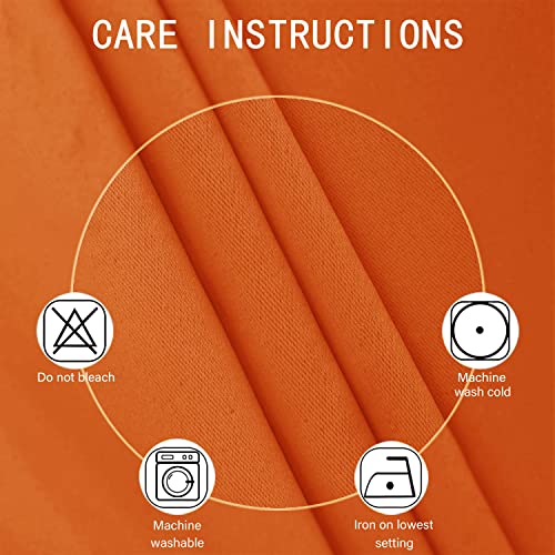 Image of LEMOMO Orange Blackout Curtains 38 x 63 Inch Length /Set of 2 Curtain Panels /Thermal Insulated Room Darkening Blackout Curtains for Bedroom