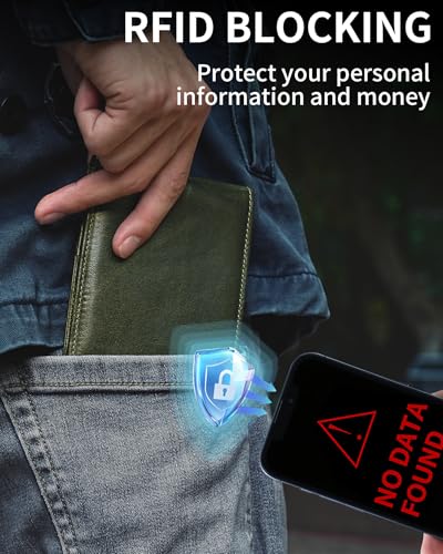 Image of Artpaxy Mens Wallet Bifold Genuine Leather RFID Blocking Wallet for Men with 1 ID Windows 13 Card Holders 2 cash pockets 1 Gift Box