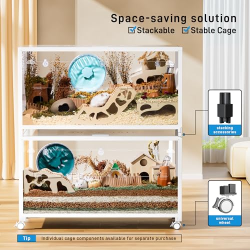 Image of BUCATSTATE Hamster Cage 2.0, Large Hamster Enclosure (39in, White)