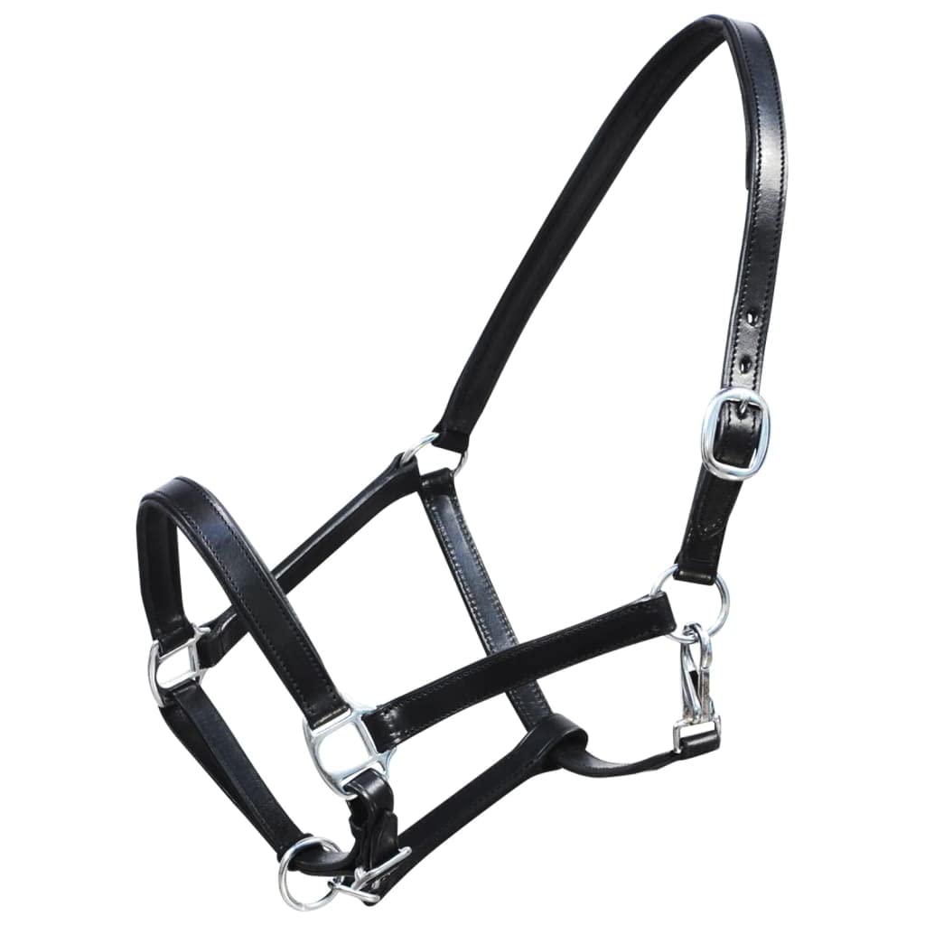 vidaXL Cabezada para Caballo Cabestro Ajustable Cuero auténtico Negro