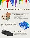 24 Colors Acrylic Paint Set, Yeeart Acrylic Paint, 2oz Bottles Classic Color, Rich Pigmented Canvas Paint, Professional Craft Paint Kit, Premium Non-toxic Paints for Artists, Acrylic Paint Set
