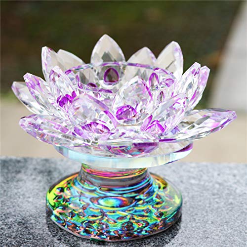 Waltz&F Purple Crystal Lotus Flower Tealight Candle Holder Centerpieces Dia Approx 4.5" #TOP4