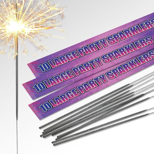 25cm (10) Large Party Sparklers | Handheld Sparklers | Great for any Occasion (30 Sparklers)