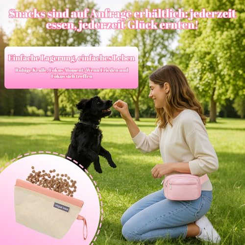 YELKOEYN wasserdichte Leckerlitasche Für Hunde - Bauchtasche Mit Verstellbarem Schultergurt, Mit Unabhängiger Abnehmbarer Haustier-Snack-Tasche, Outdoor-Bauchtasche Hundetraining Hunde Spazieren