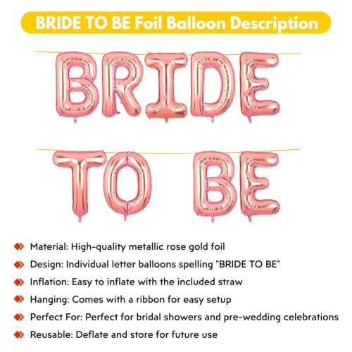 Image of Bride To Be Banner Rose Gold for Wedding Home Girls Foil Balloon Decoration Decor Celebration Rose Golden