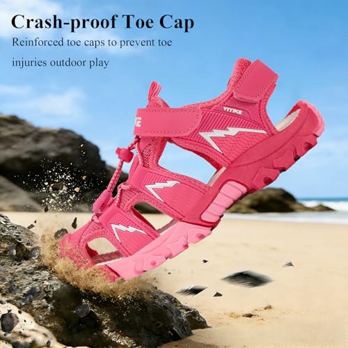 Image of JMFCHI Boys Girls Sports Sandals Summer Kids Closed Toe Outdoor Sandals Athletic Water Shoes Sandals Child Pool Beach Sandals Quick Drying Slip Resistant | Little /Big Kid,Comfortable lightweight,Non-slip soft sole,Hook-and-loop closure,Easy wear,Anti-collision toe,Daily casual