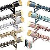 Bastone per tende in alluminio nero con staffe e finali, 290 cm, divisorio per la privacy in camera da letto, barra per tenda da parete per decorazione domestica