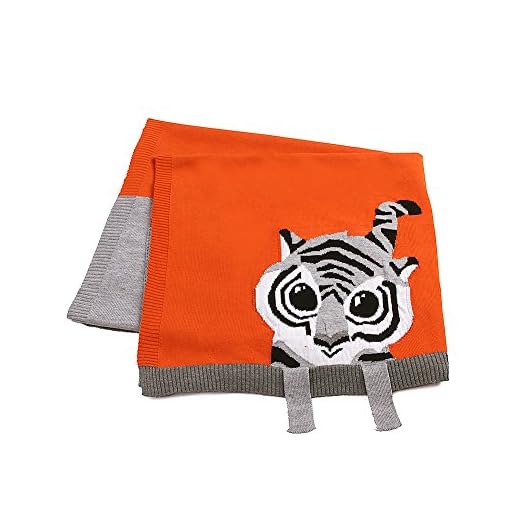 Babyfilt stickade småbarnsfiltar, Ouduo nyfödd tigertryck mjuk beröring swaddle sovande virkad barnvagn swaddle överkast filt för pojkar och flickor unisex present barnsäng bilstol (95 x 75 cm, orange)