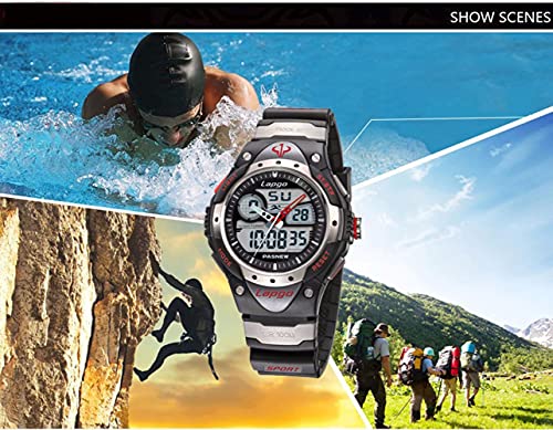 Image of PASNEW Boys' Watches - Dual Display, Large Dial Sport Watch, Black Outdoor Watch for Boys & Teens - Waterproof