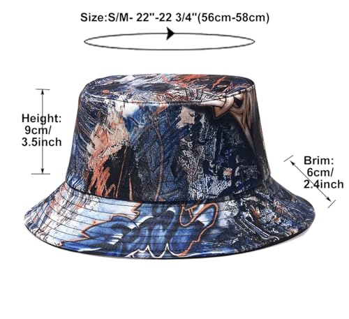 Image of Quanhaigou Bucket Hat for Men Women,Packable Reversible Printed Sun Hats,Fisherman Outdoor Summer Travel Hiking Beach Caps