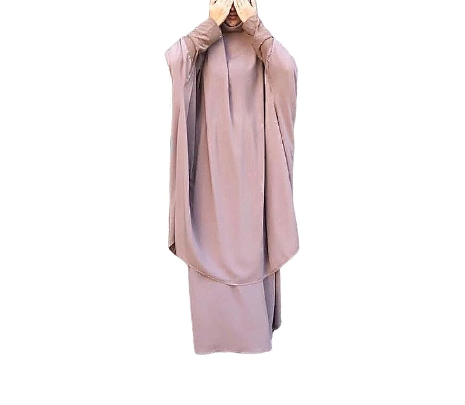 Women Muslim Two Piece Prayer Dress Abaya Islamic Middle East Dubai Turkey Maxi Kaftan Full Length Hijab Dress