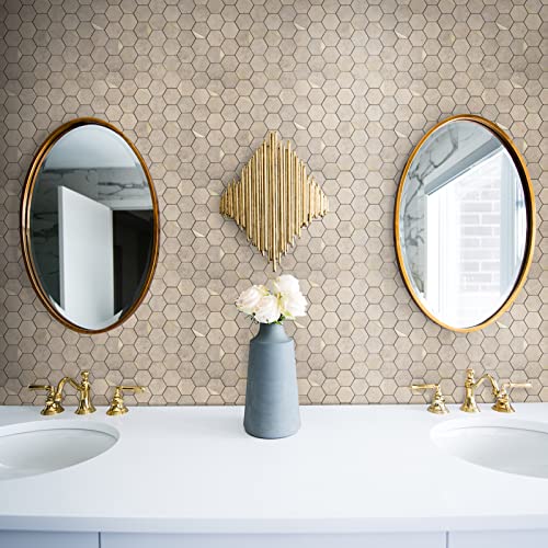 Longking 10-Sheet Peel And Stick Backsplash For Kitchen, Beige Self-Adhesive Tile Hexagon Mosaic Tiles For Kitchen, Bathroom Vanities, Fireplace Décor（9 Ft²Cover Area） #TOP6