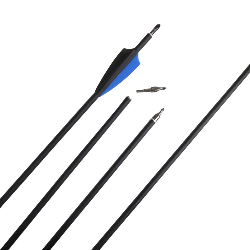 32 Pouces Flèche Spine 700 Flèche Flèches Carbone Flèche Cible Flèche de Chasse Arc à Poulies Arc Recurve Adulte Jeunesse Tir à l'Arc Entraînement 6pcs Bleu