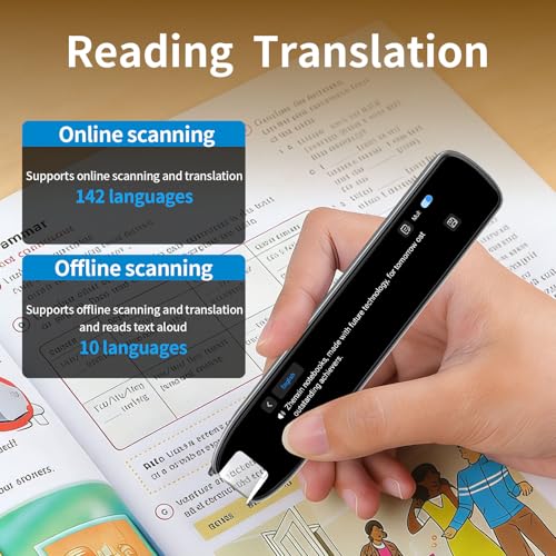 Image of Scan Translation Pen - 142 Languages Smart Dyslexia Assistive Tool, Speech /Scan-to-Text Reading Pen for Learning Difficulties, Language Learners, Elderly Users (10 Offline Languages)