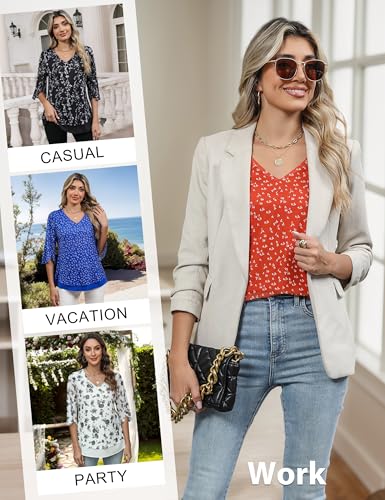 Blooming Jelly Women's Summer Tunic Tops 3/4 Sleeve Dressy Casual Blouses Mesh Double Layered Business Outfits 20253