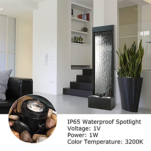 Pondo Mirror Waterfall Fountain With Stones And Light For Indoor/Outdoor, 20" L X 9" W X 59" H, Mirrored Silver Christmas Decor #TOP5