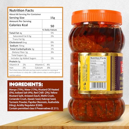 Image of Chokhi Dhani Mango Pickle 1kg | Authentic Indian Aam Ka Achar | Spicy & Tangy Traditional Mango Pickle with Mustard Oil & Aromatic Spices | Homemade Style