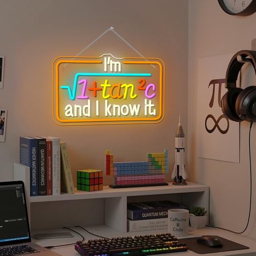 Image of Math Formula LED Neon Sign Colorful Light Up for Classroom Wall Decoration