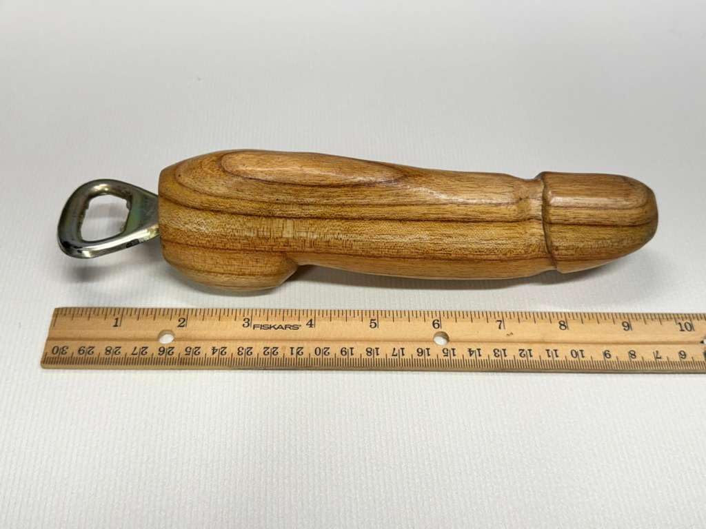 Handcrafted Wooden Novelty Bottle Opener–Funny Gag Gift for Men & Women, Solid Wood Handle,Stainless Steel Cap Opener, Unique Gift for Parties,Birthdays, Bachelor & Bachelorette Events(8 inches, big)