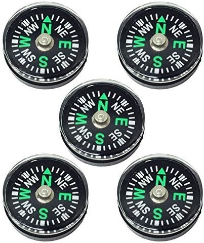 Blackett Mini Button Compasses, 20mm, Oil Filled, for Paracord Survival Bracelets, Camping, Hiking, Pack of 5