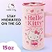 Silver Buffalo Sanrio Hello Kitty Strawberry Milk Double Wall Stainless Steel Travel Mug With Handle, 15 Ounces