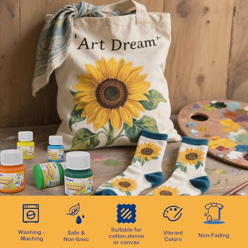 Pintura Textil Permanente,16 Colores X 20ml,Kit de Pintura para Tela,3 Pinceles,No Tóxico Pintura Textil para Pintar Ropa, Zapatillas, Camisetas, Vaqueros y cualquier Tejido