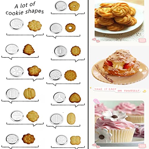 Cookie Press,Cookie Press For Baking,Stainless Steel Cookie Press Gun,8 Icing Nozzles,13 Cookie Discs,Spritz Cookie Press Gun Kit for Making - Thumbnail 3