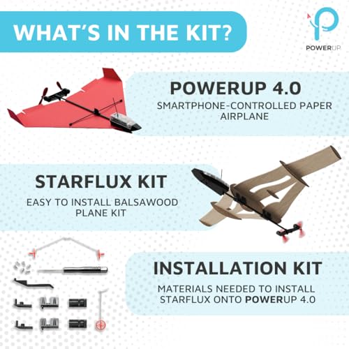 Image of POWERUP 4.0 Starflux Paper Airplane Kit Smartphone Bluetooth RC Plane Motor | Smart Autopilot. Onboard Gyro Adds Effortless Flight Control. Awesome Gift for Aviation Enthusiasts. Impact Resistant Design