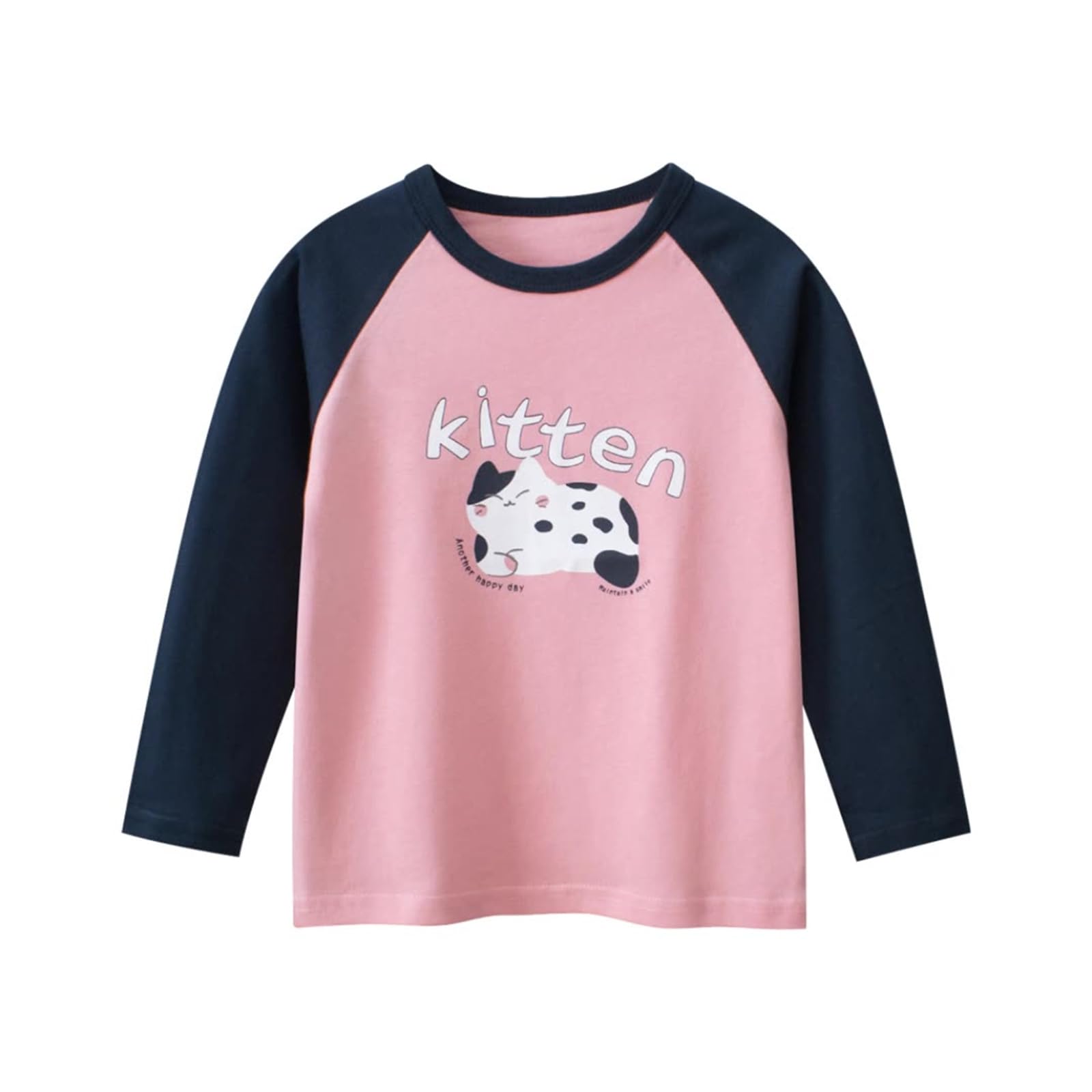 Meufam Little Girls Crewneck Cute T Shirts Long Sleeve Tee Tops Blouses Cotton Graphic Print Shirt 18Months- 24Months (Pink,120/4-5 Y,Unisex,Big Kid,US,Age,4 Years,5 Years)