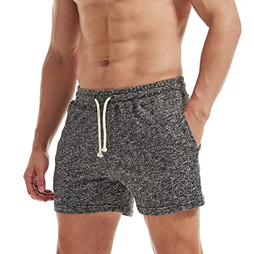 Aimpact Mens Sweat Workout Shorts 5 Inch Inseam Casual Athletic Jogger Short Shorts For Men(Dark Gray L(3Xl) #TOP2