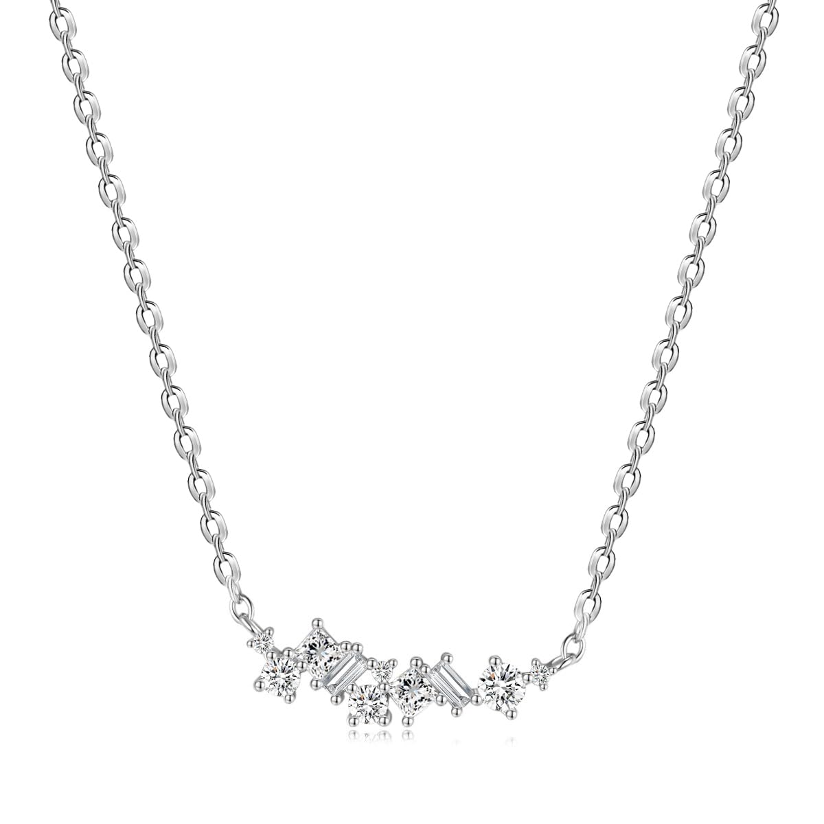 EAMTI 925 Sterling Silver Necklace for Women Cubic Zirconia Simple Pendant Necklace Dainty Jewelry Gifts for Women Birthday/Anniversary Day/Valentine’s Day