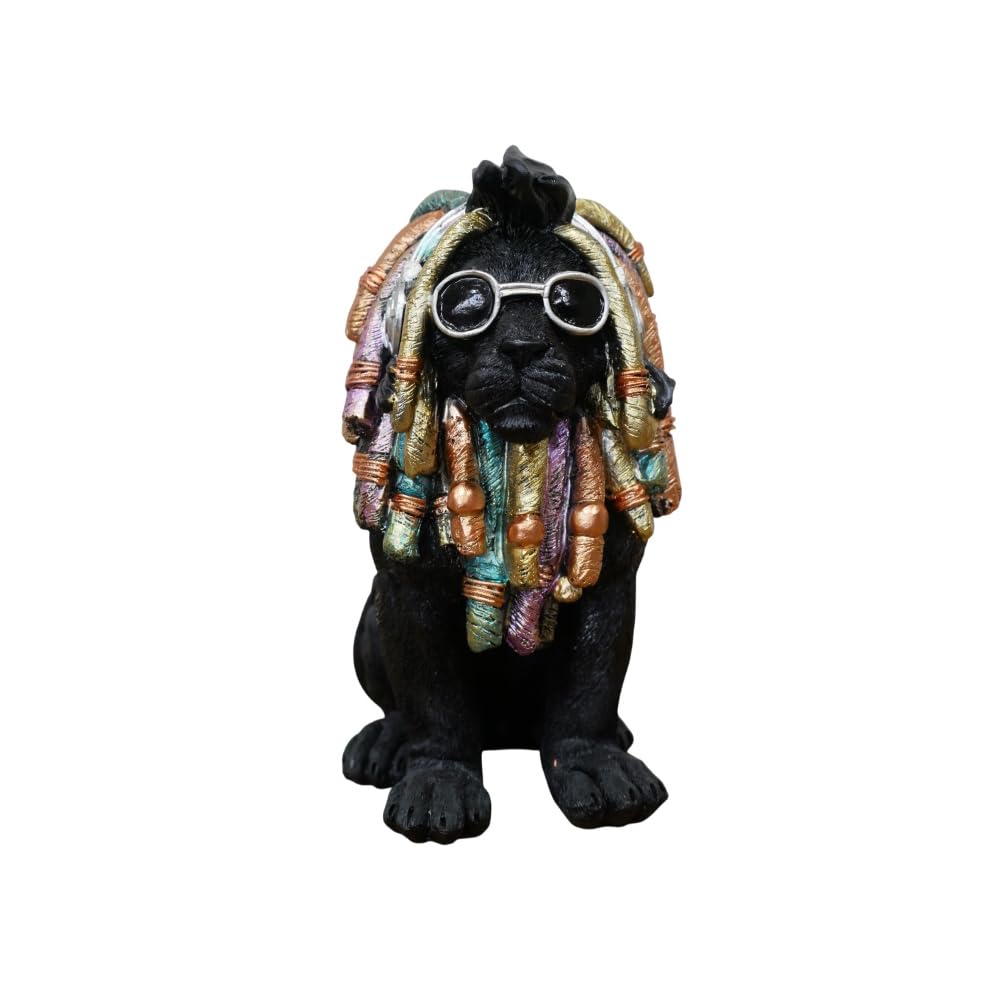 Gifts Direct 2 U Black Lion Ornament Dreadlocks Rasta Resin Figurine Quirky Unique Home Decor