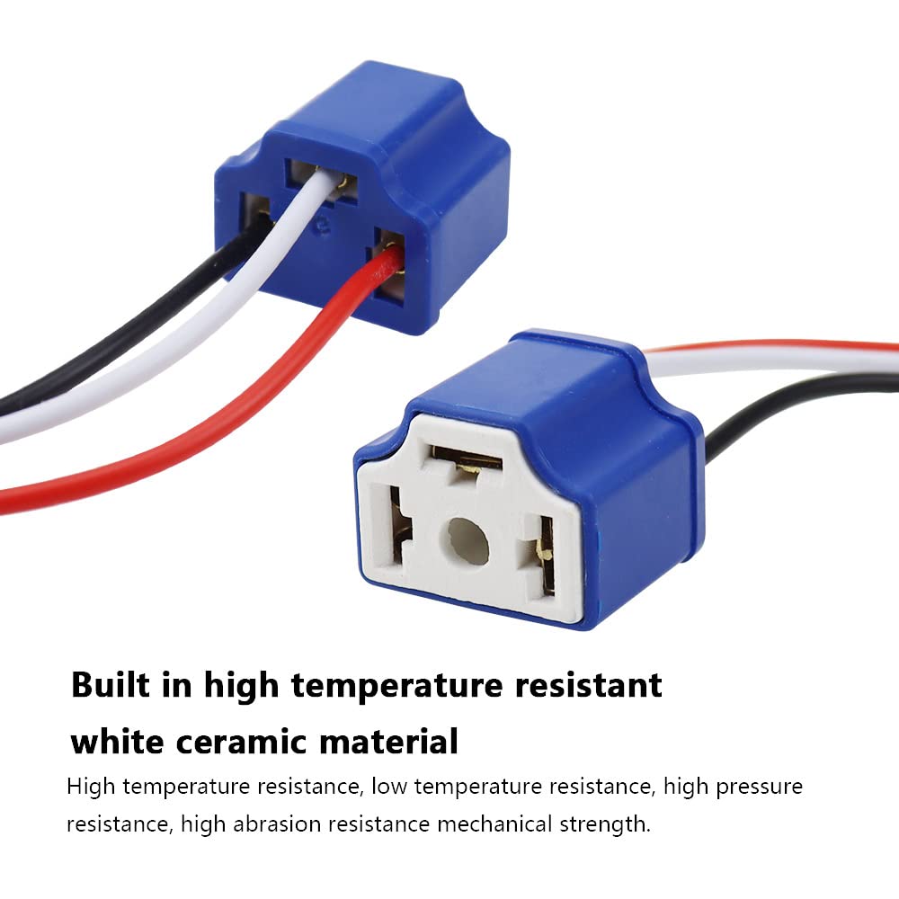 Set 4 Prese Ceramica H4 9003 HB2 - Adattatore Per Fari Auto, Camion, Barca, Con Cablaggio 3 Pin