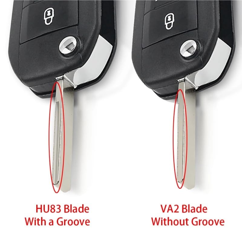 Suitable for 1PCS for Peugeot 208 2008 301 308 3008 408 508 Citroen C3 ID46 434MHz HU83/VA2 Remote Control Key(White)