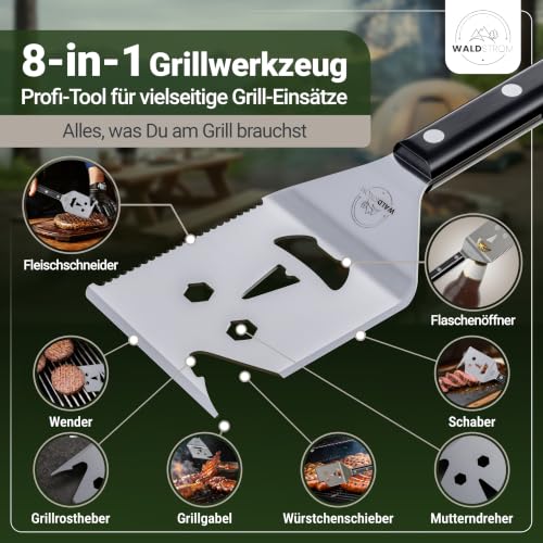Waldstrom® 8-in-1 Grillspachtel Multitool I Grill Zubehör Set mit inklusive Grillschürze - ideales BBQ Geschenk für Männer I… – Ansicht 3