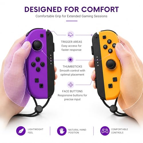 Image of Hopevry Joy-Con (L /R) Compatible with Nintendo Switch Controller | Wireless Controller For Nintendo Switch OLED | Support Double Vibration,Motion Sensing,Wake-up,Screenshot (Purple & Orange)